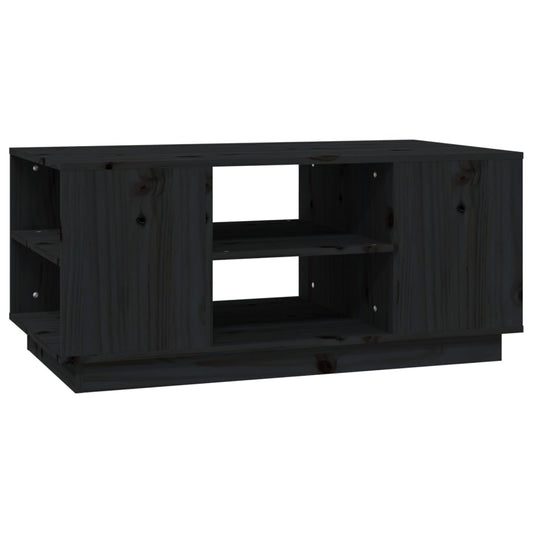 vidaXL Coffee Table Black 90x49x40.5 cm Solid Wood Pine