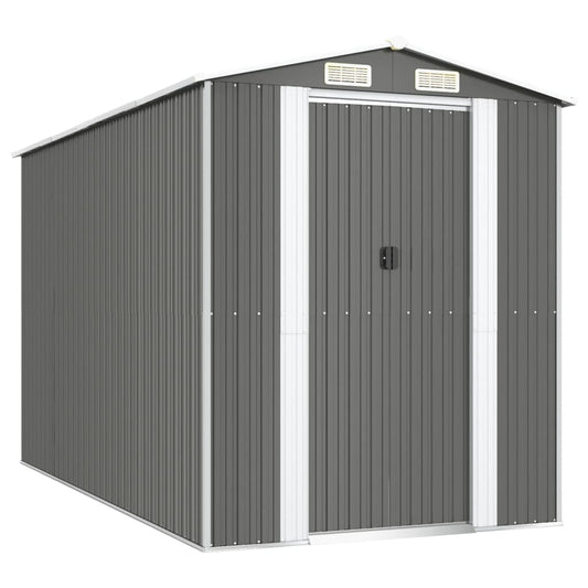 vidaXL Garden Shed Light Grey 192x357x223 cm Galvanised Steel