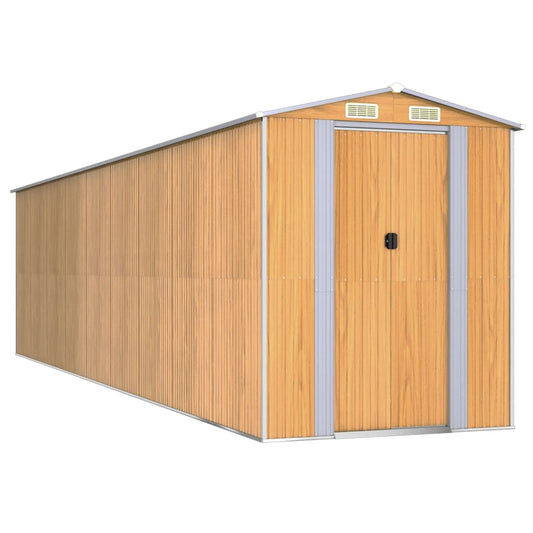 vidaXL Garden Shed Light Brown 192x772x223 cm Galvanised Steel