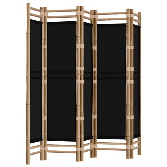 vidaXL Folding 5-Panel Room Divider 200 cm Bamboo and Canvas