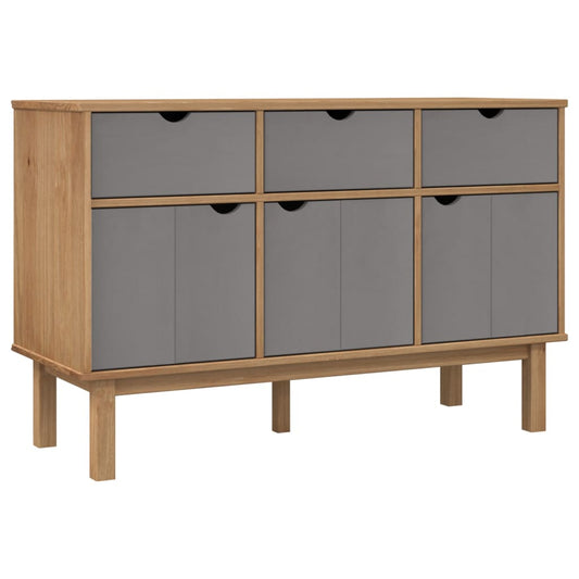 vidaXL Sideboard "OTTA" Brown and Grey 114x43x73,5 cm Solid Wood Pine