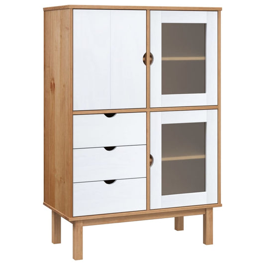 vidaXL Highboard "OTTA" Brown and White 85x43x125 cm Solid Wood Pine