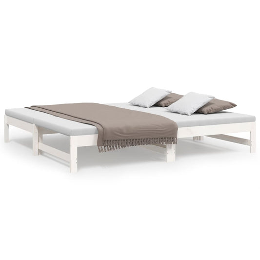 vidaXL Day Bed | White | Solid pinewood | 2x | Extendable | Day Bed
