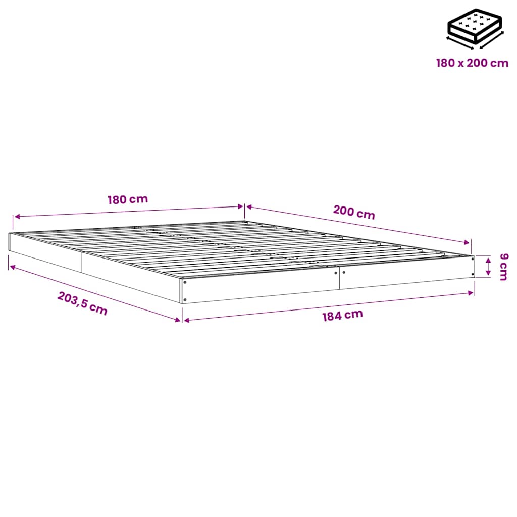 vidaXL Bed Frame without Mattress White 180x200 cm Solid Wood Pine