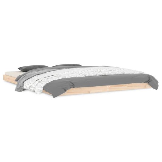 vidaXL Bed Frame | Natural pine | Solid pine wood and plywood | Standard Double