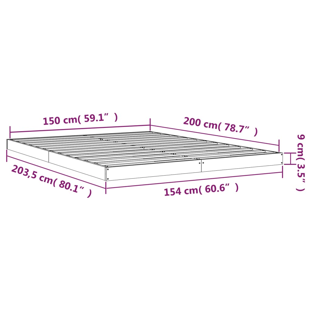 vidaXL Bed Frame | White | Solid Pinewood, Plywood | King Size | Durable