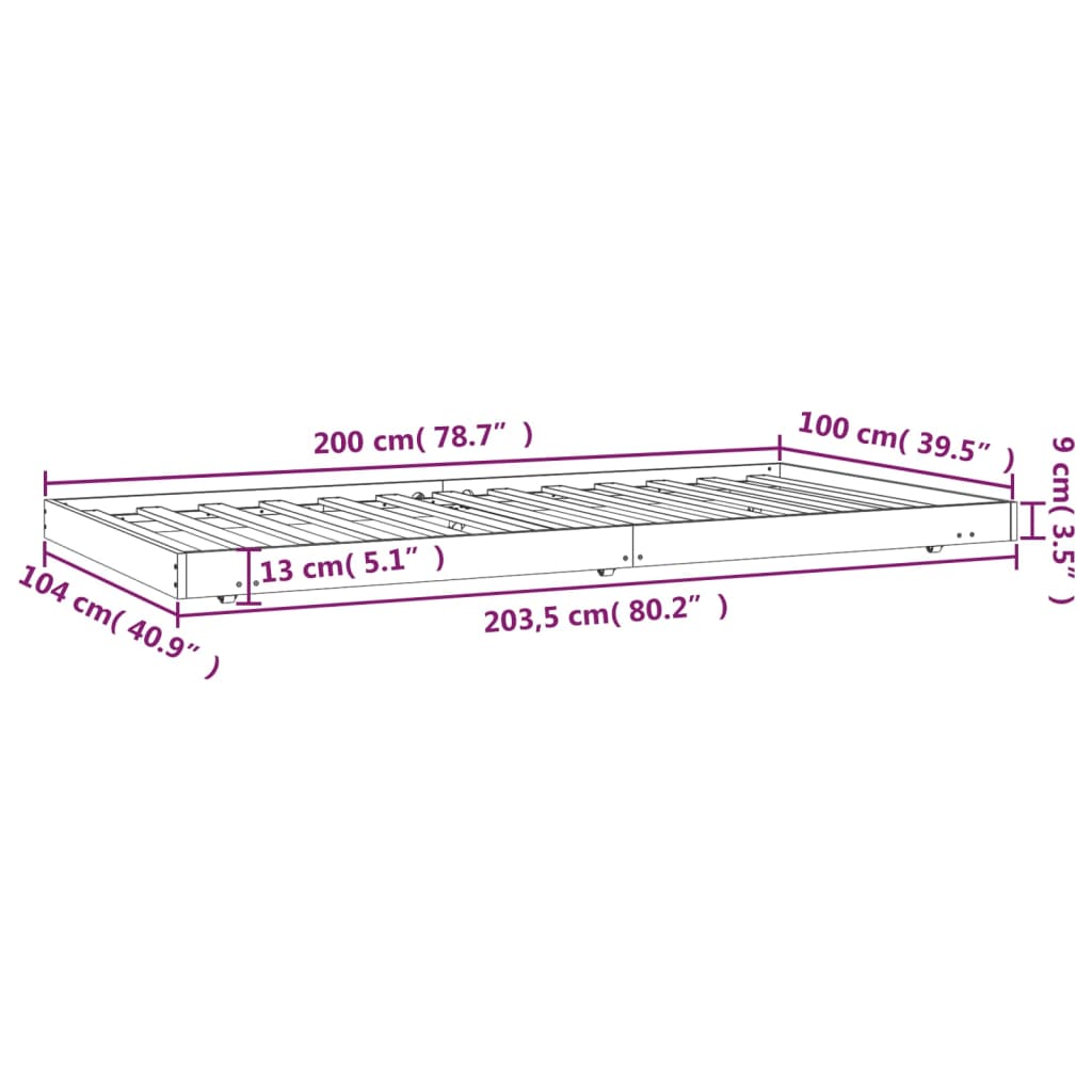 vidaXL Bed Frame without Mattress 100x200 cm Solid Wood Pine