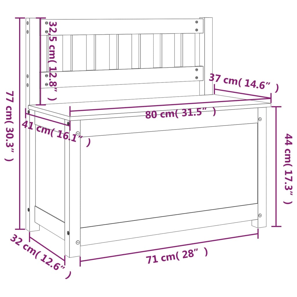 vidaXL Bench 80x41x77 cm Solid Wood Pine