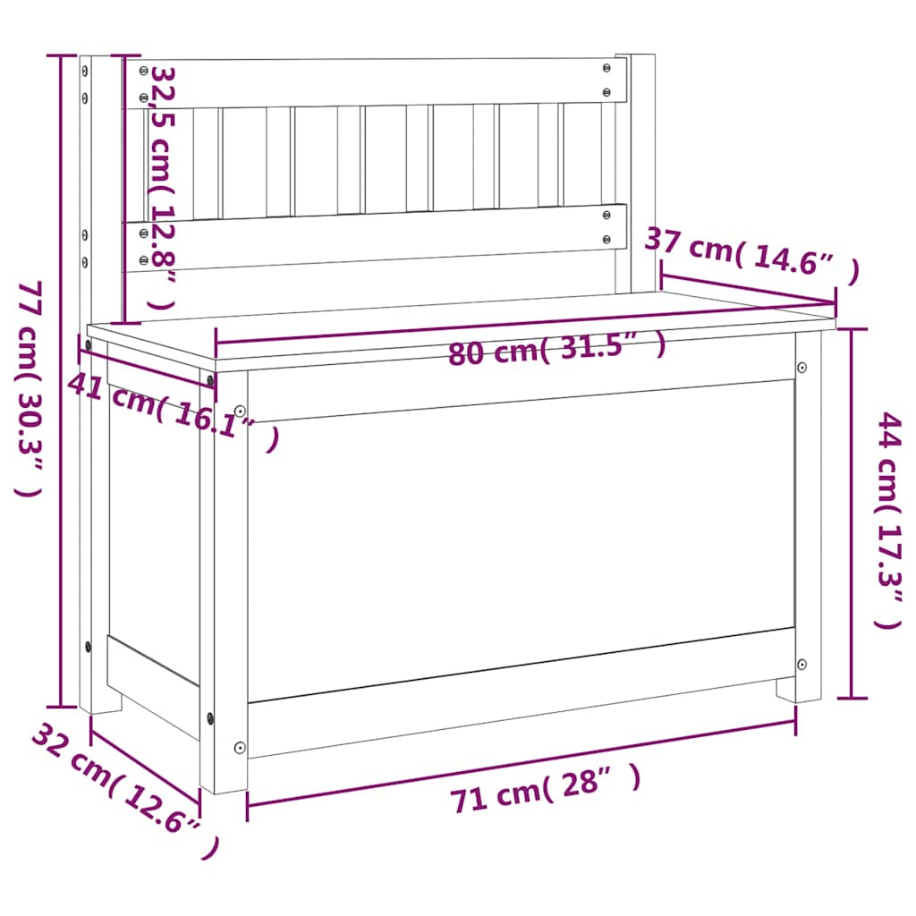 vidaXL Bench White 80x41x77 cm Solid Wood Pine