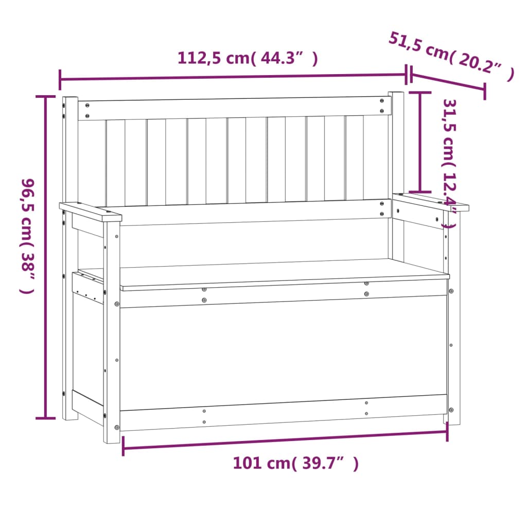 vidaXL Bench White 112.5x51.5x96.5 cm Solid Wood Pine