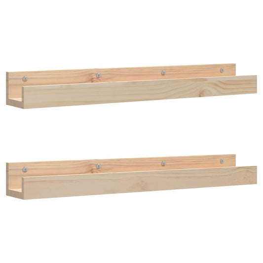 vidaXL Wall Shelves 2 pcs 80x12x9 cm Solid Wood Pine