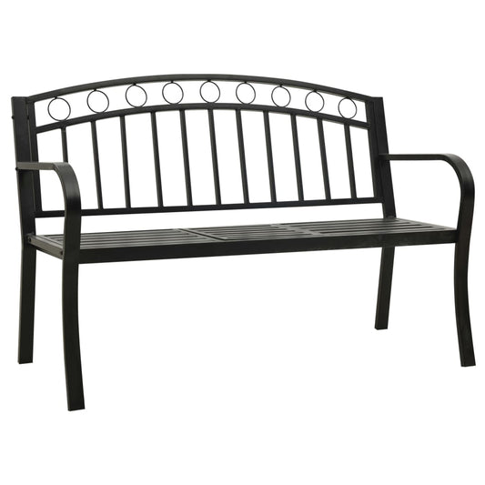 vidaXL Garden Bench with Table Black 120 cm Steel