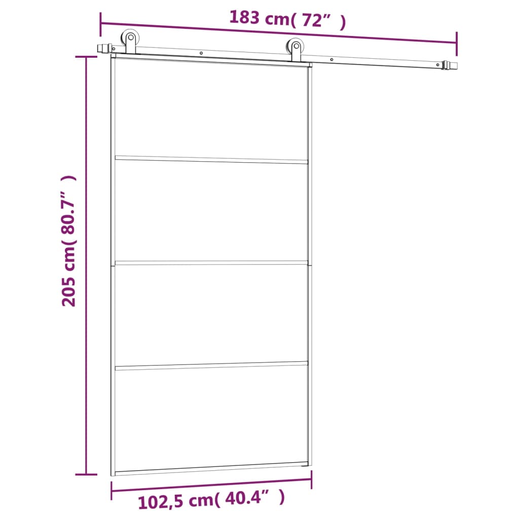 vidaXL Sliding Door with Hardware Set 102,5x205 cm ESG Glass&Aluminium