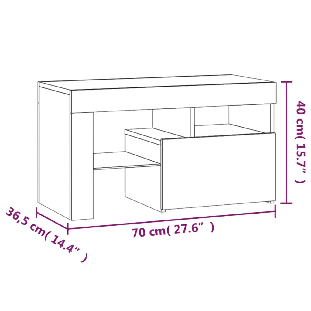 vidaXL Bedside Cabinets 2 pcs with LED Lights White 70x36.5x40 cm