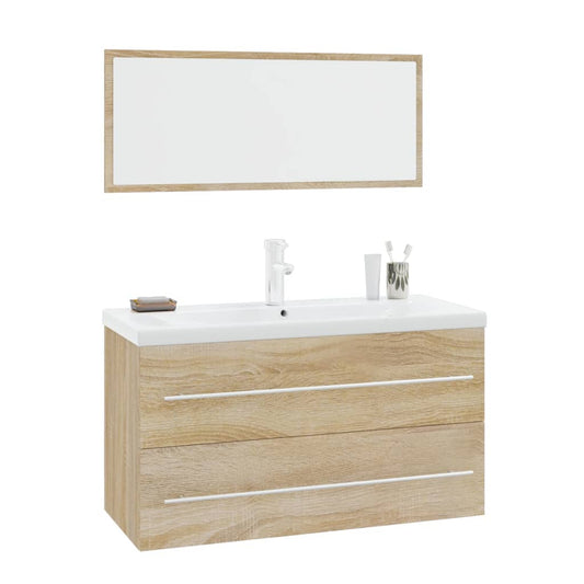 vidaXL 3 Piece Bathroom Furniture Set Sonoma Oak