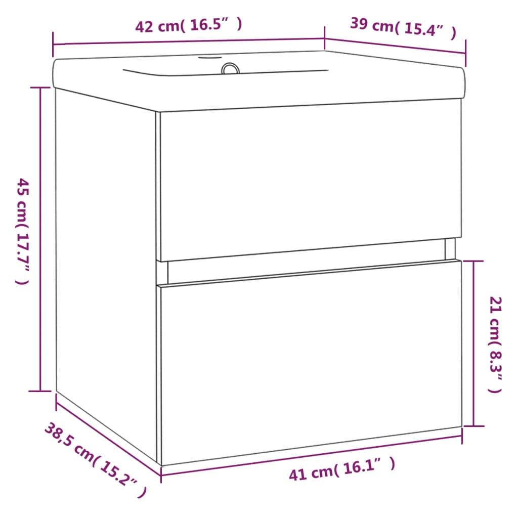 vidaXL Sink Cabinet with Built-in Basin Grey Sonoma Engineered Wood