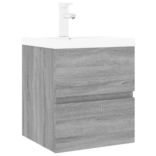 vidaXL Sink Cabinet With Basin | Grey Sonoma, White | Engineered wood, Ceramic