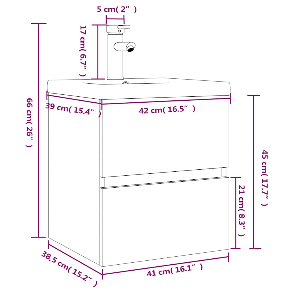 vidaXL Sink Cabinet With Basin | Grey Sonoma, White | Engineered wood, Ceramic