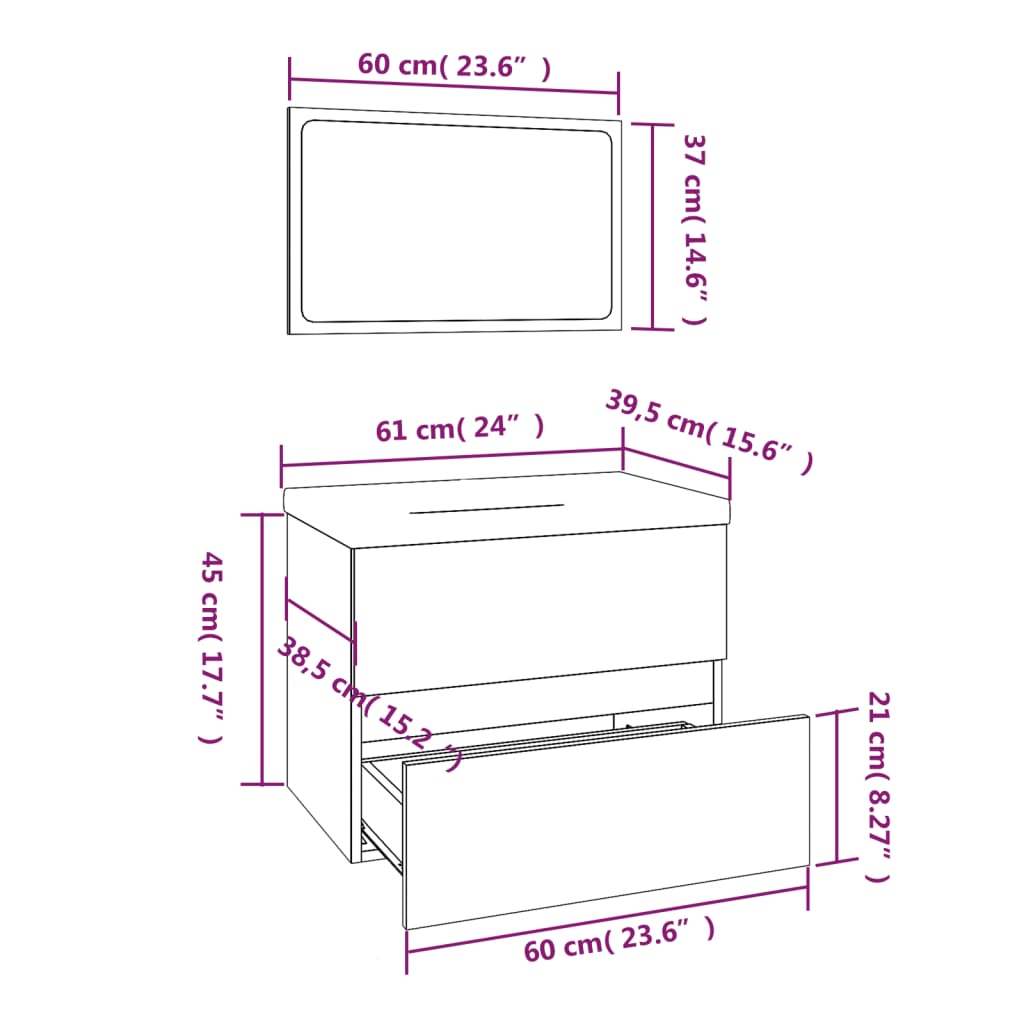 vidaXL Bathroom Furniture Set Smoked Oak Engineered Wood
