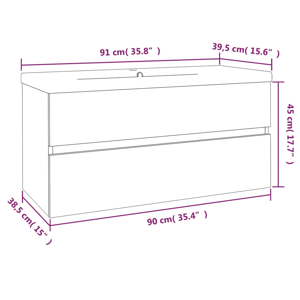 vidaXL Sink Cabinet with Built-in Basin Grey Sonoma Engineered Wood