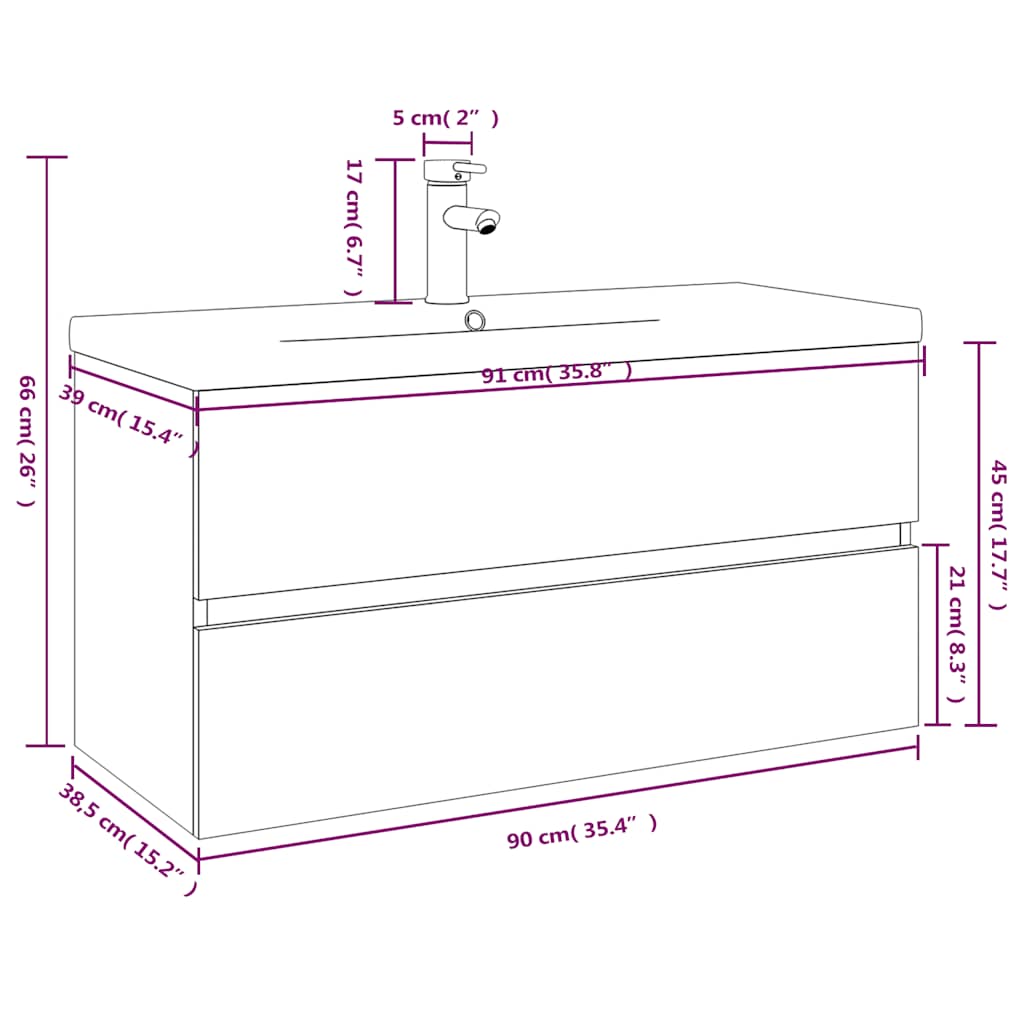 vidaXL Sink Cabinet with Built-in Basin Grey Sonoma Engineered Wood
