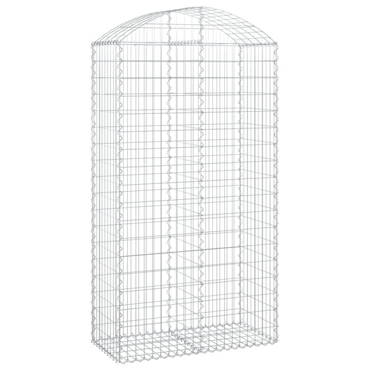 vidaXL Arched Gabion Basket 100x50x180/200 cm Galvanised Iron