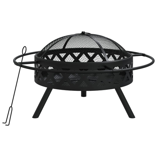 vidaXL Fire Pit with Poker 70 cm XXL Steel