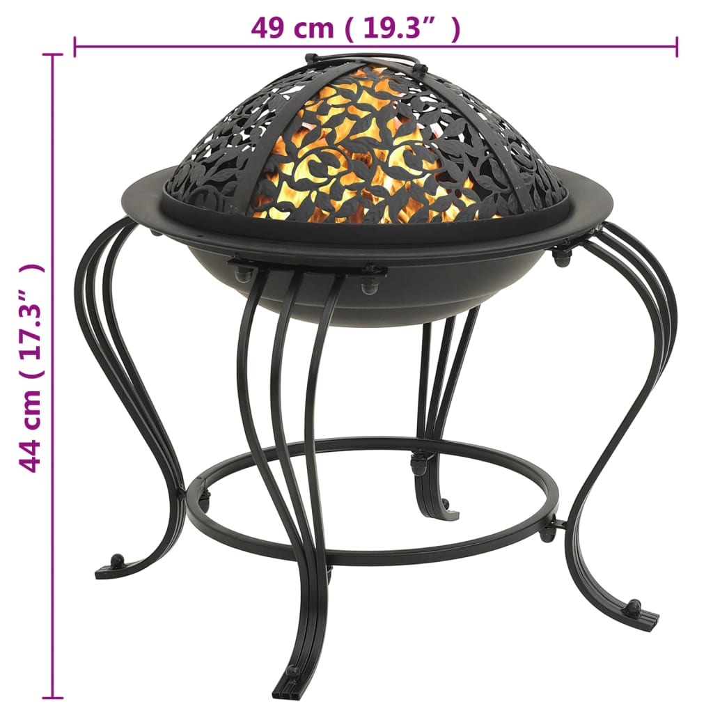 vidaXL Fire Pit with Poker 49 cm Steel