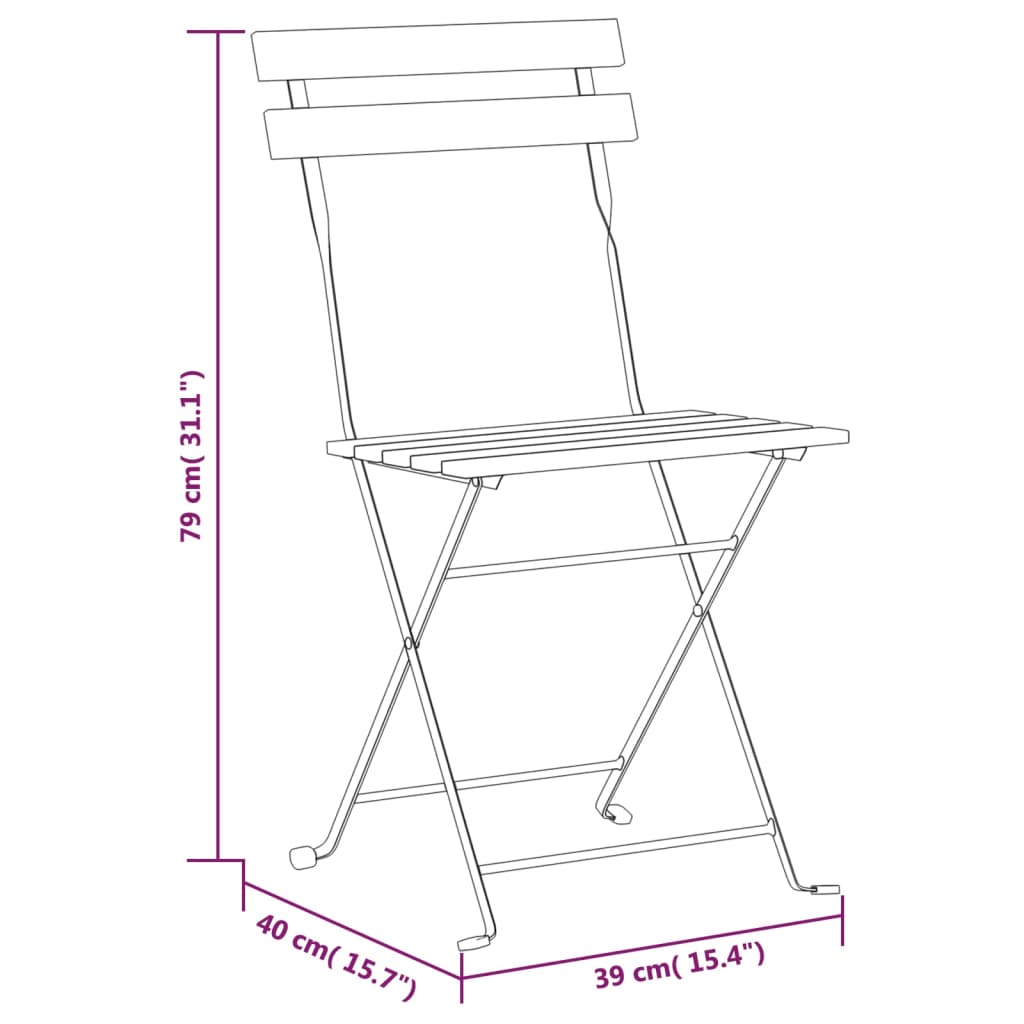 vidaXL Garden Chair | Set of 6 | Brown | Solid Acacia wood | Standard