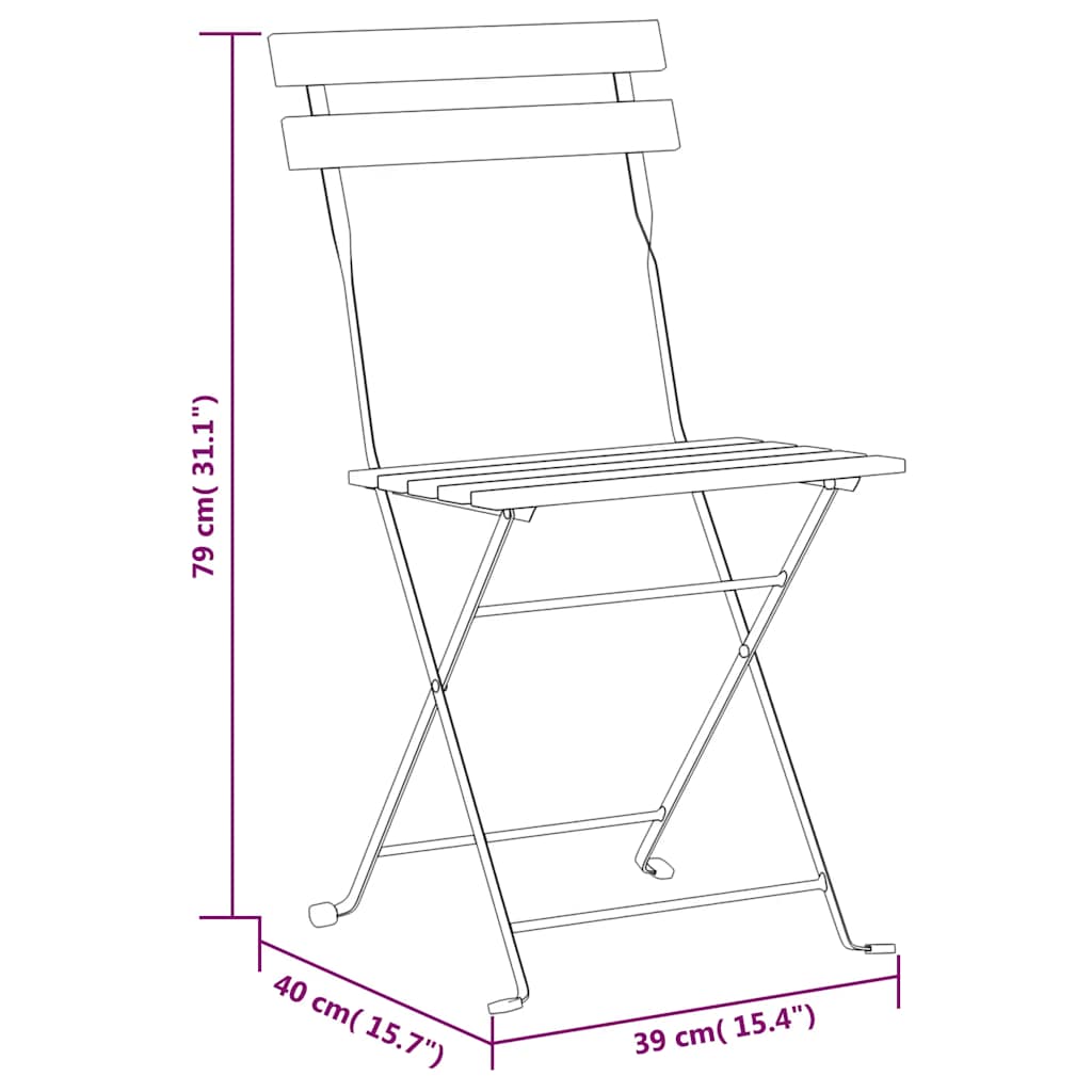 vidaXL Folding Chairs 8 pcs Steel and Solid Wood Acacia