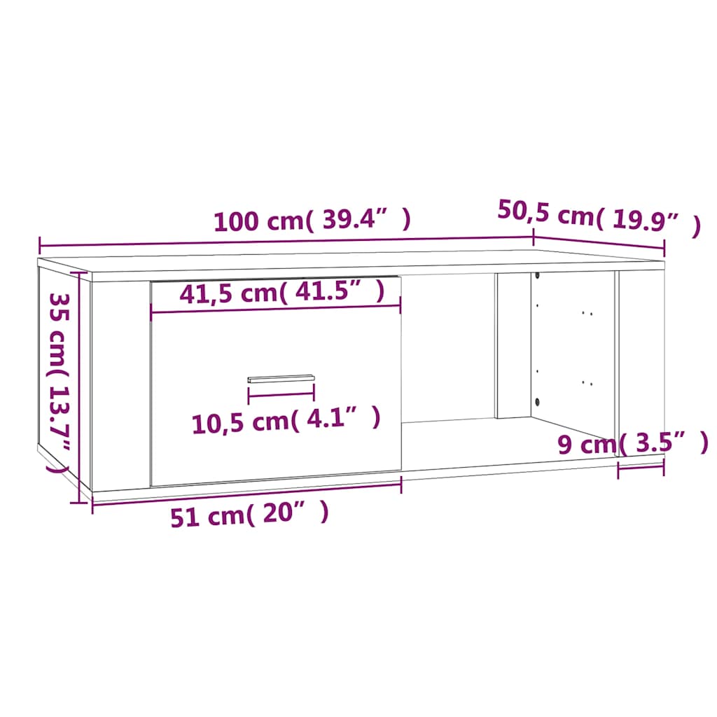 vidaXL Coffee Table Concrete Grey 100x50,5x35 cm Engineered Wood