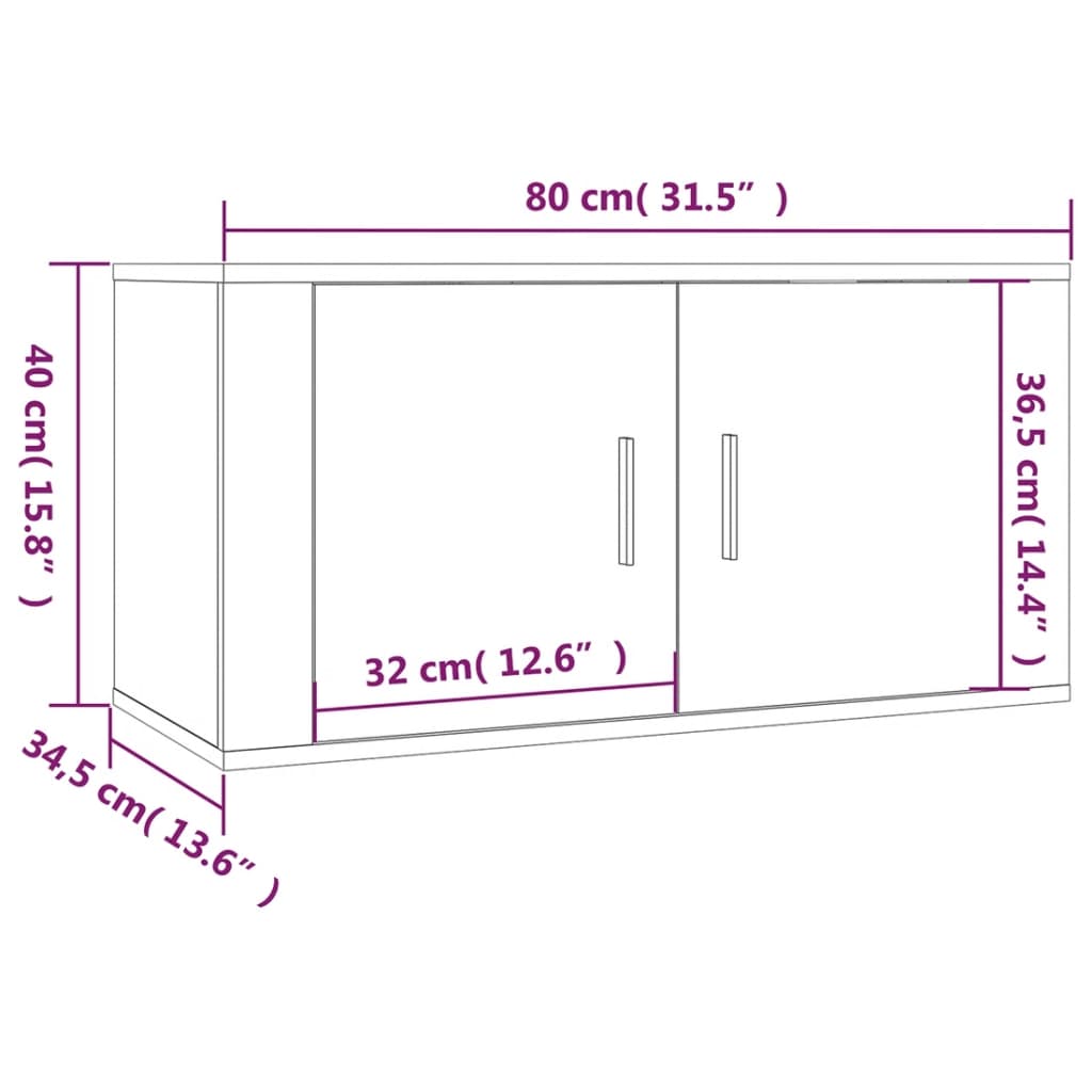 vidaXL Wall Mounted TV Cabinet Grey Sonoma 80x34,5x40 cm