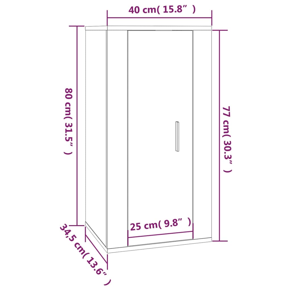 vidaXL Wall Mounted TV Cabinet High Gloss White 40x34,5x80 cm