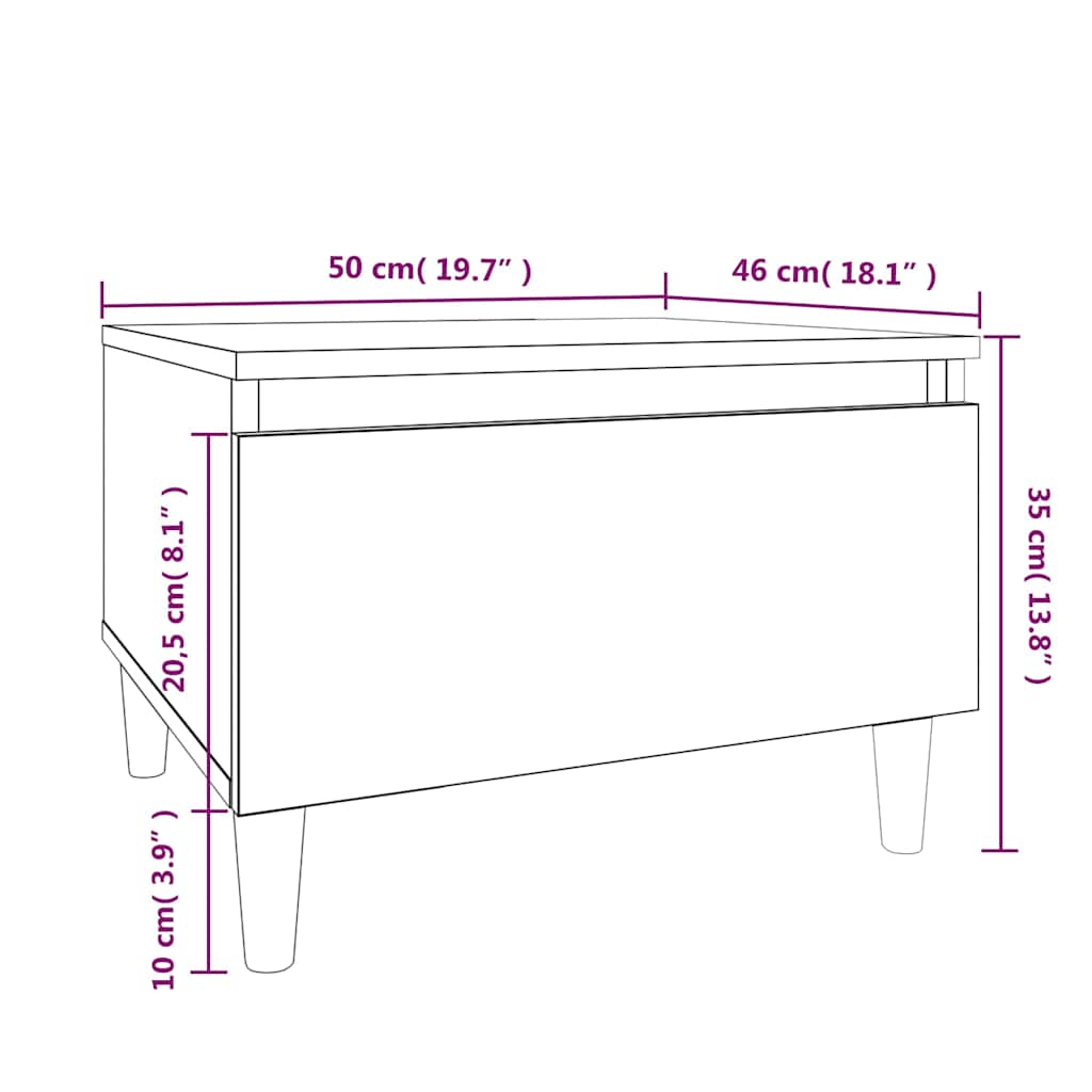 vidaXL Side Table High Gloss White 50x46x35 cm Engineered Wood