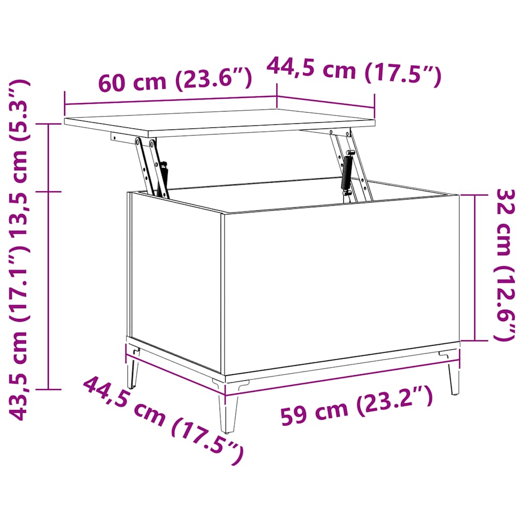 vidaXL Coffee Table Sonoma Oak 60x44,5x45 cm Engineered Wood