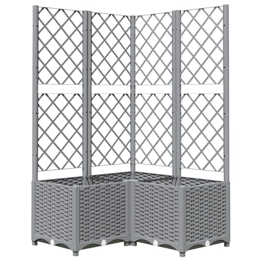 vidaXL Garden Planter with Trellis Light Grey 80x80x136 cm PP