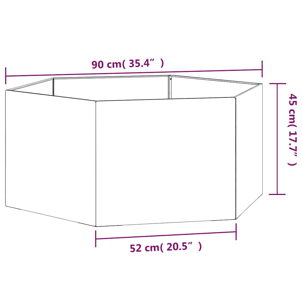 vidaXL Planter Rusty 90x90x45 cm Corten Steel
