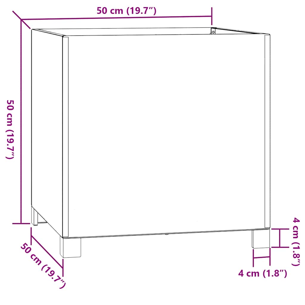 vidaXL Planters with Legs 2 pcs Rusty 50x50x50 cm Corten Steel