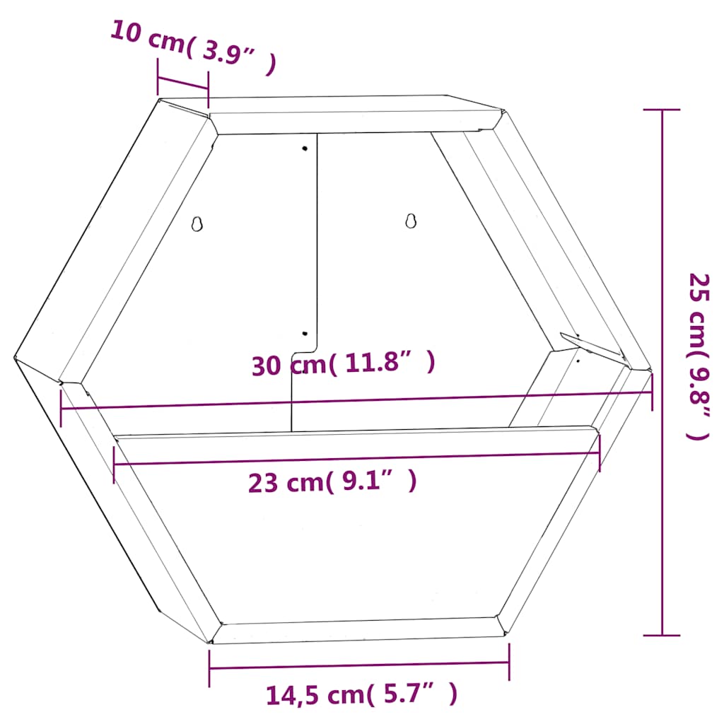 vidaXL Wall Planters 2 pcs Rusty Corten Steel 30x10x25 cm