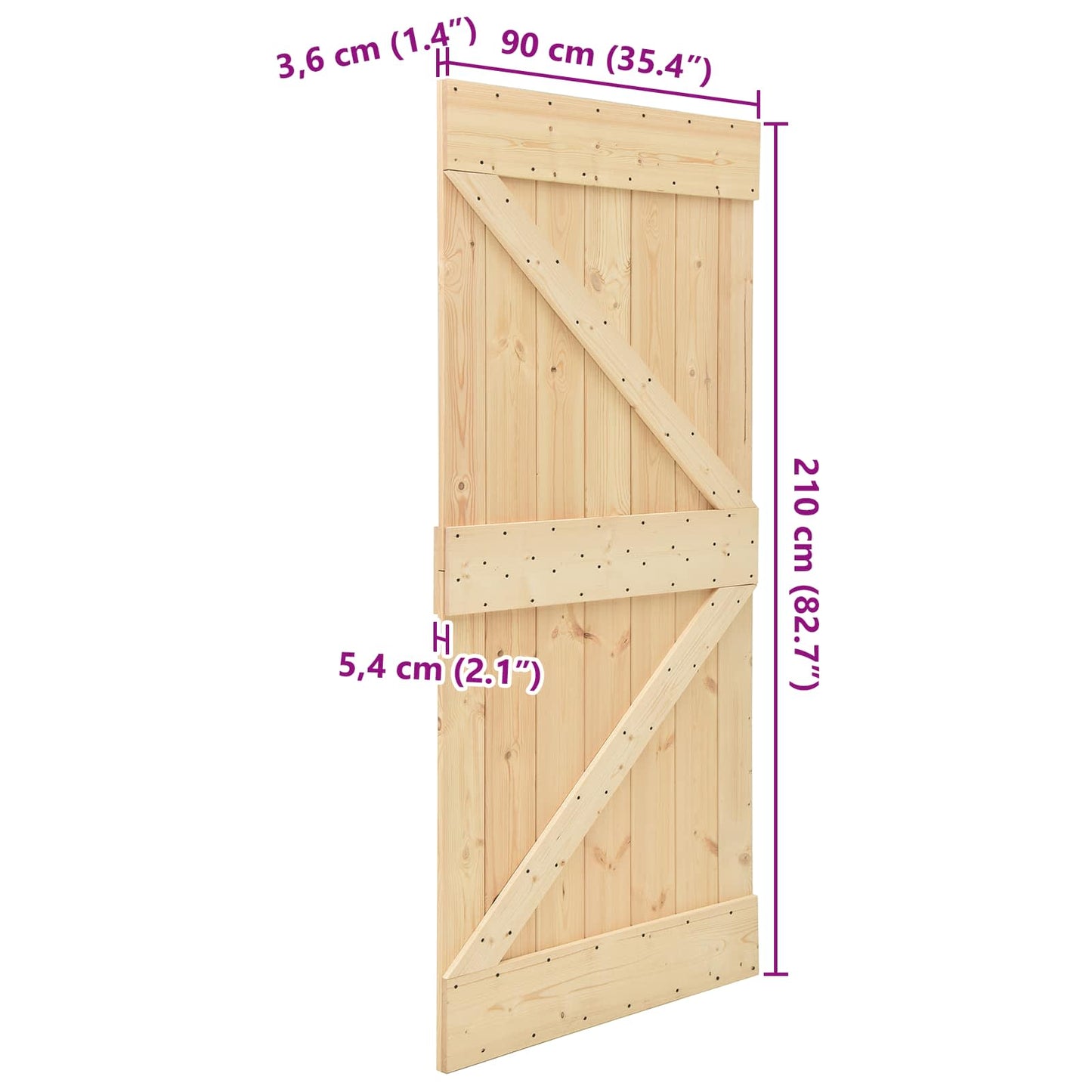 vidaXL Door NARVIK Natural 90 x 210 cm Solid Pine Wood