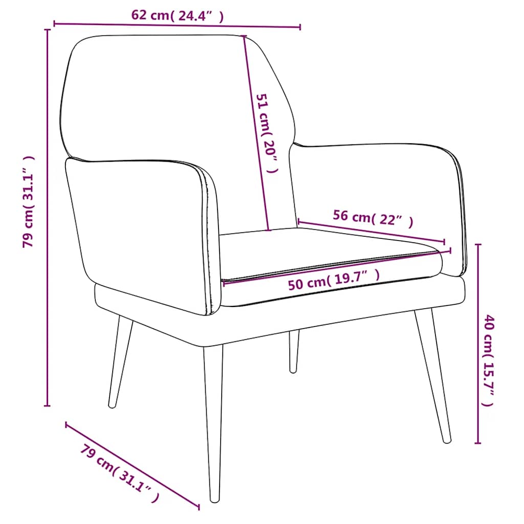 vidaXL Armchair Wine Red 62x79x79 cm Velvet