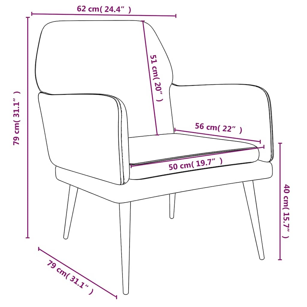 vidaXL Armchair Yellow 62x79x79 cm Velvet