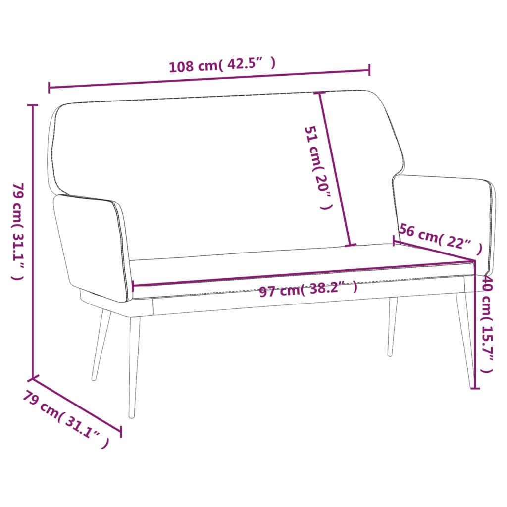 vidaXL Bench Pink 108x79x79 cm Velvet