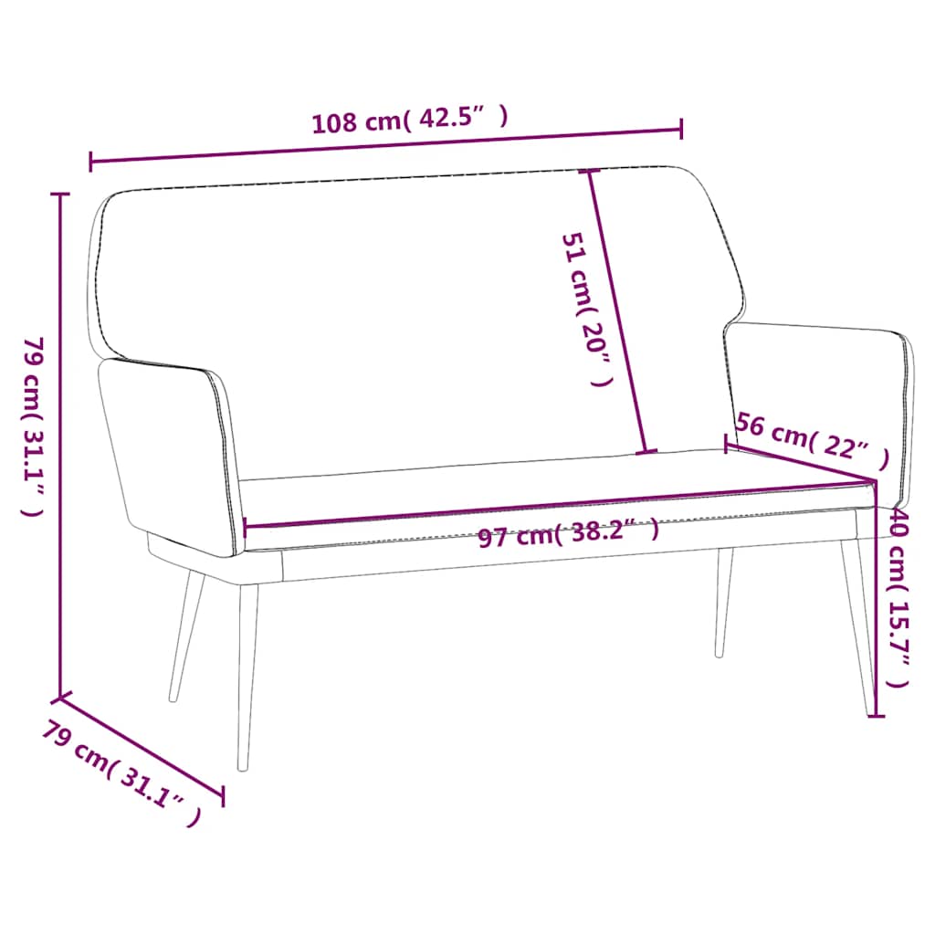 vidaXL Bench Wine Red 108x79x79 cm Velvet