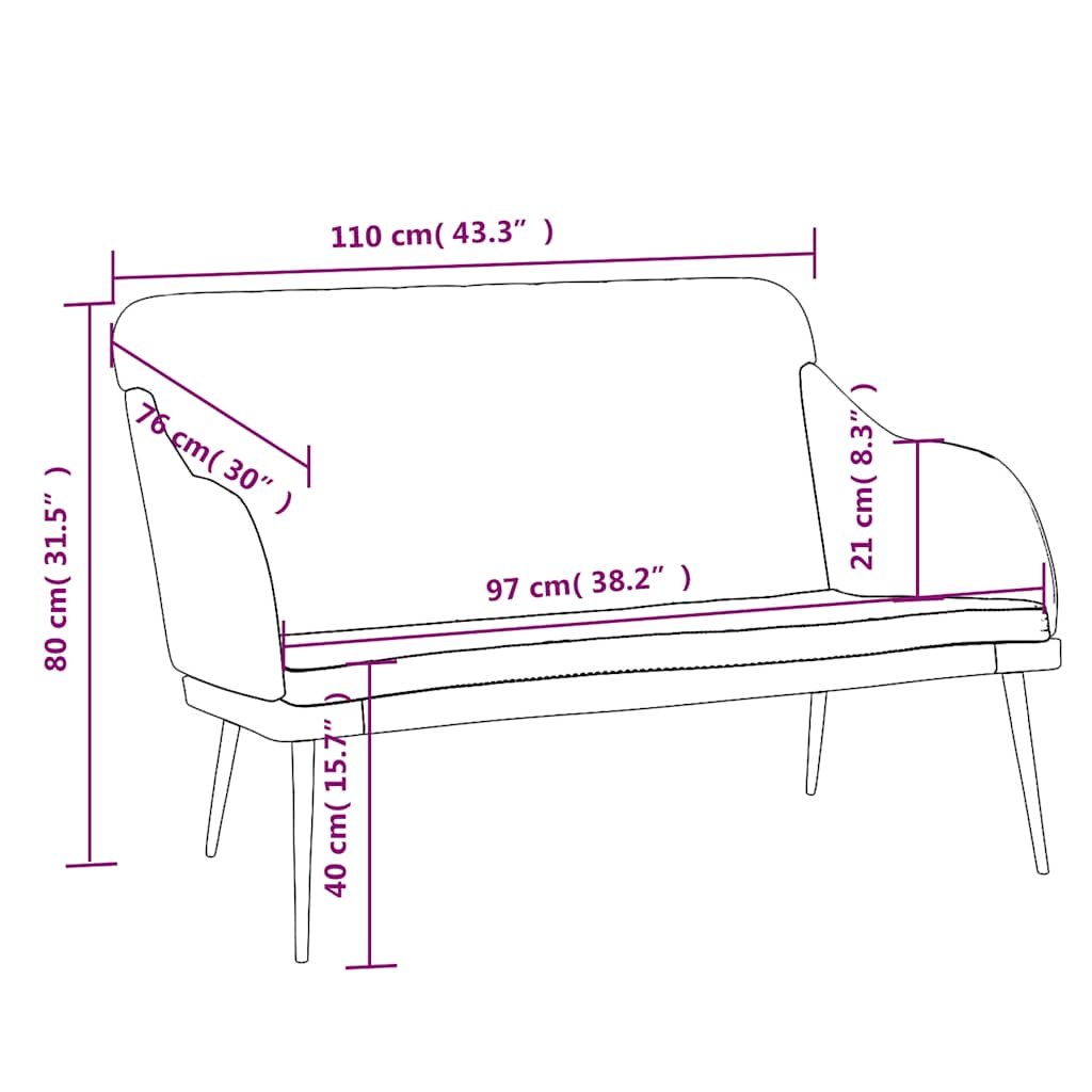 vidaXL Bench Yellow 110x76x80 cm Velvet