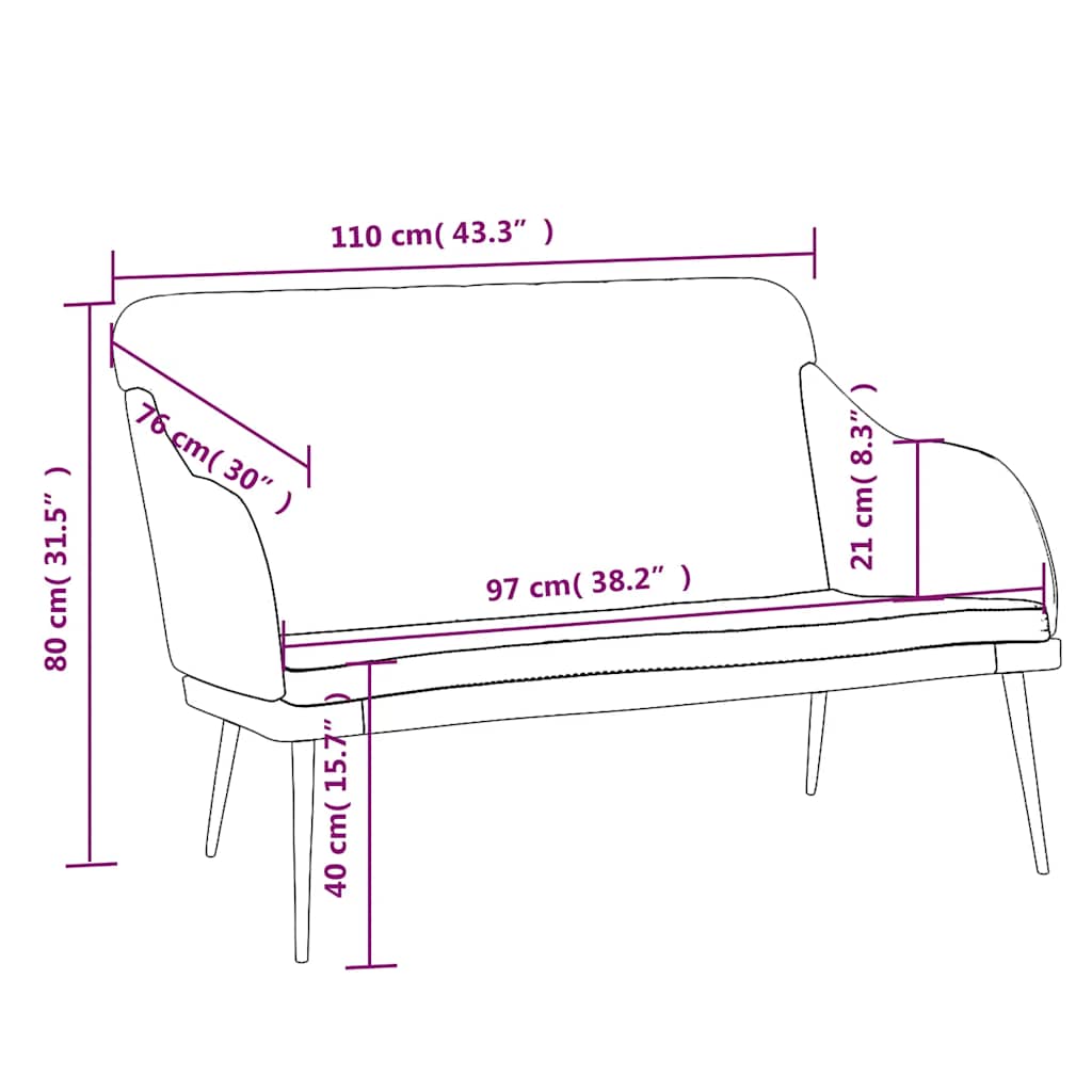 vidaXL Bench Cream 110x76x80 cm Velvet