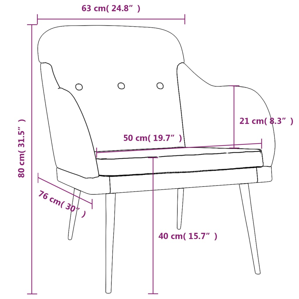 vidaXL Armchair Cream 63x76x80 cm Fabric