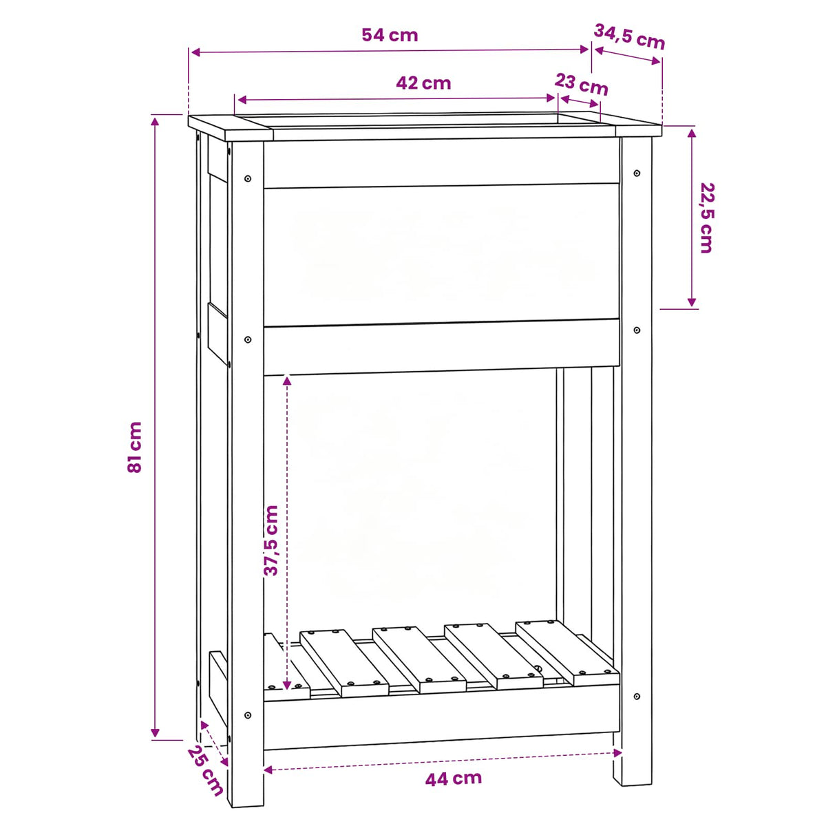 vidaXL Planter with Shelf White 54x34,5x81 cm Solid Wood Pine