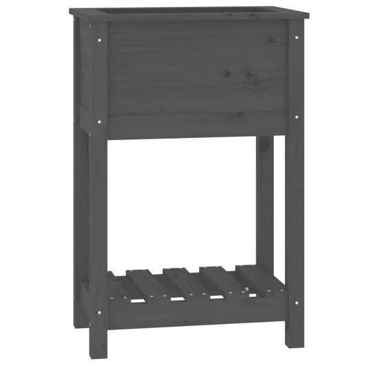 vidaXL Planter with Shelf Grey 54x34,5x81 cm Solid Wood Pine
