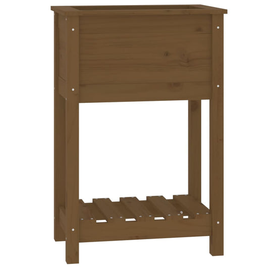 vidaXL Planter with Shelf Honey Brown 54x34.5x81 cm Solid Wood Pine